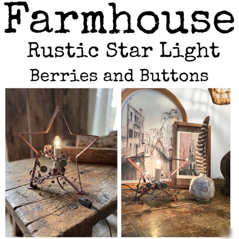 Primitive / Farmhouse Rustic Star Lamp - Picture 2 of 8